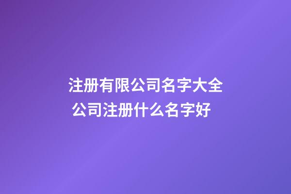 注册有限公司名字大全 公司注册什么名字好